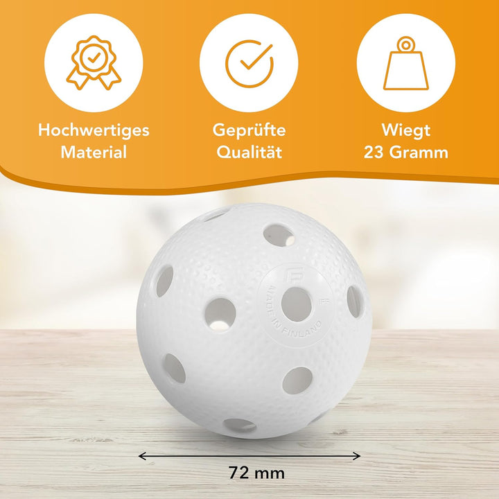 Fat Pipe | Floorball Unihockey Ball 24er Team Set | Fat Balls | Weiss | Wettkampfball Trainingsball