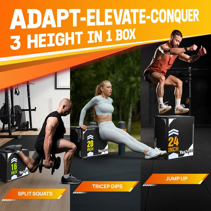 Yes4All 3 in 1 Soft Plyo Box mit Holzkern, Sprungbox, Plyometric Box Plattform für Sprungtraining, H