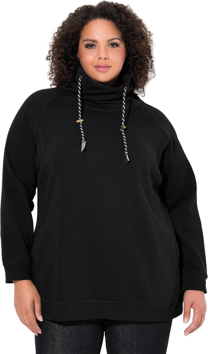 Ulla Popken Damen Sweatshirt 58-60 Schwarz, 58-60 Schwarz