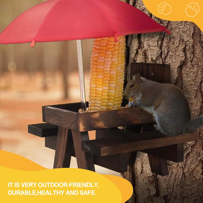 CPROSP Eichhörnchen Futterhaus mit Schirm, Eichhörnchenkobel aus Holz zum Hängen, Eichhörnchen Futte