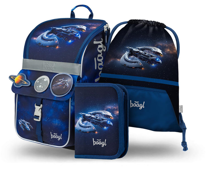 Baagl Schulranzen Mädchen Set 3 Teilig (Zippy Schultasche für 1. Klasse, Mäppchen, Turnbeutel), Grun