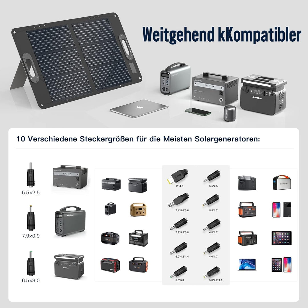 JustNow 200W Faltbares Solarpanel, Tragbares Solarpanel Solarmodul Solarladegerät,Faltung Solarladeg