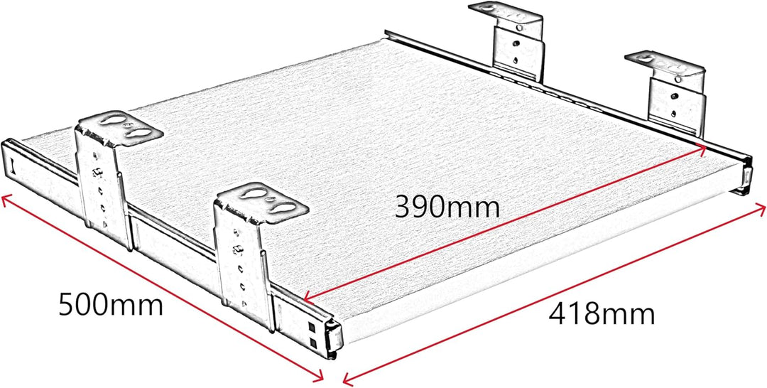 FIX&EASY Tastaturauszug mit Tastaturablage 390X500mm ahorn Dekor, Auszugschienen schwarz 500mm mit E