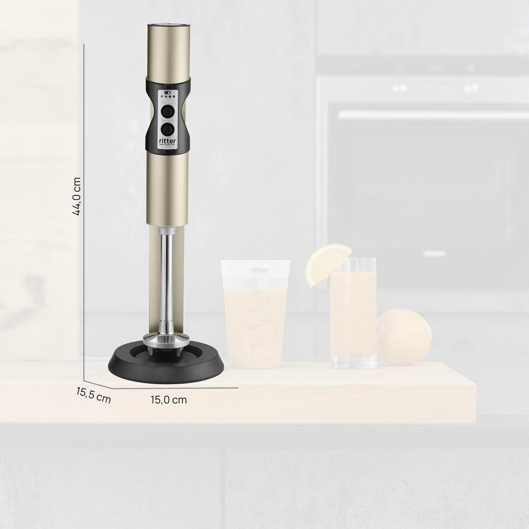 ritter stilo 7 kabelloser Stabmixer, Pürierstab mit Akku aus Vollmetall, Made in Germany, Helles Bra
