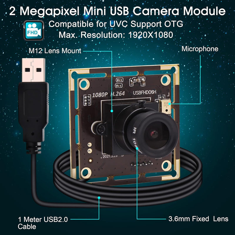 ELP Kamera 1080P Webcam H.264 Low Light USB Camera Mini Kamera Modul (3.6mm Objektiv USB Kamera Modu