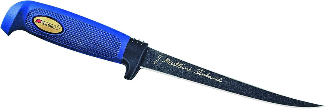 Marttiini Filetiermesser, Martef-klingenbeschichtung, Kautschuk-Griff, Lederscheide Anglermesser 7,5