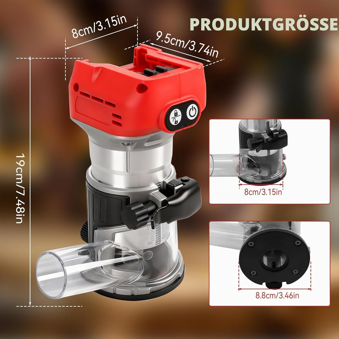 Bürstenloser kabelloser Power-Router kompatibel mit Milwaukee M18 18 V Akku, Kantenschneider Trimmer