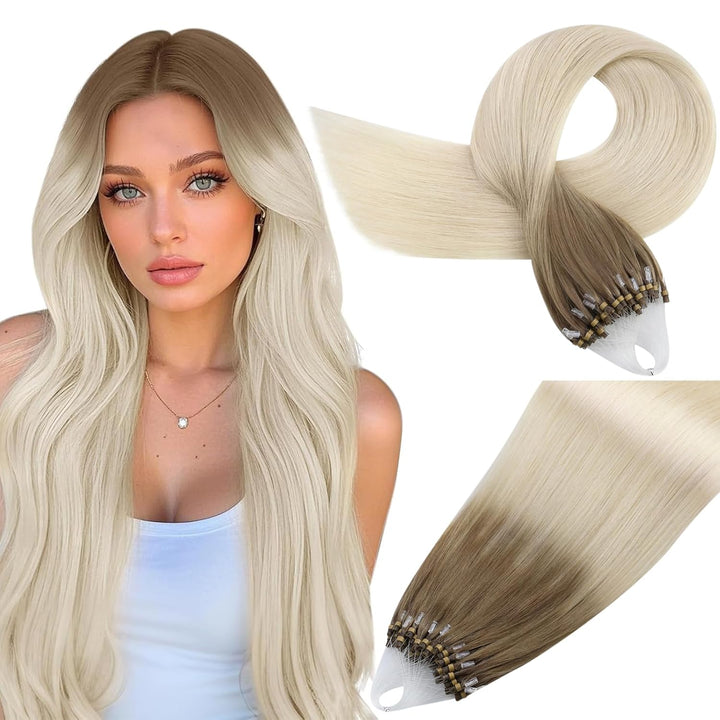 Easyouth Echthaar Microring Extensions Ombre Aschbraun Micro Loop Extensions Echthaar Naturlich Micr