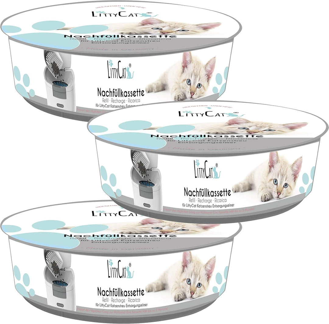 Littycat Nachfüllkassetten für Littycat Katzenstreuentsorgungseimer - 3er Pack