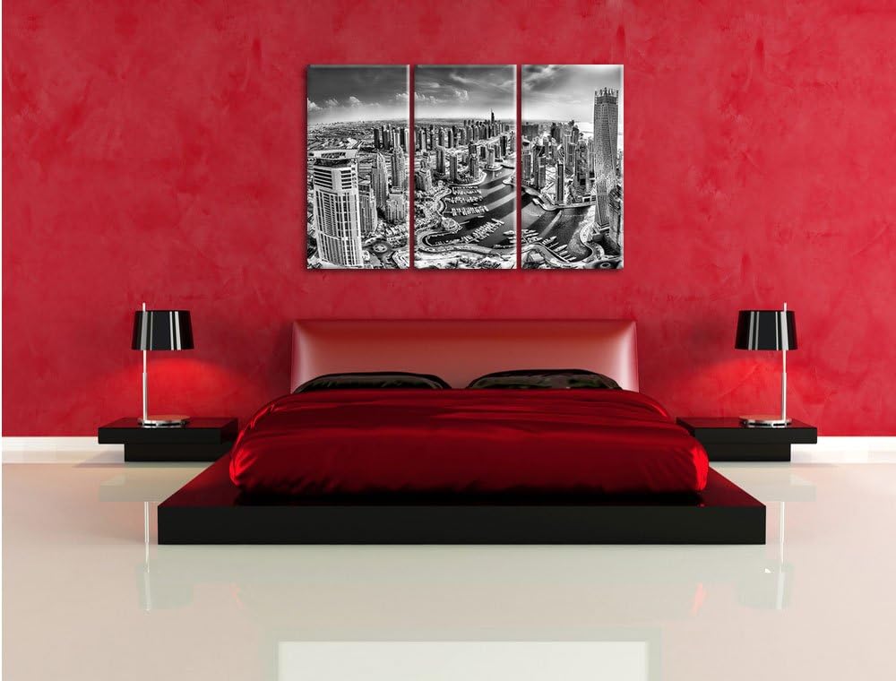 Pixxprint Monocrome, Dubai Hotel Burj al Arab 3-Teiler Leinwandbild 120x80 Bild auf Leinwand