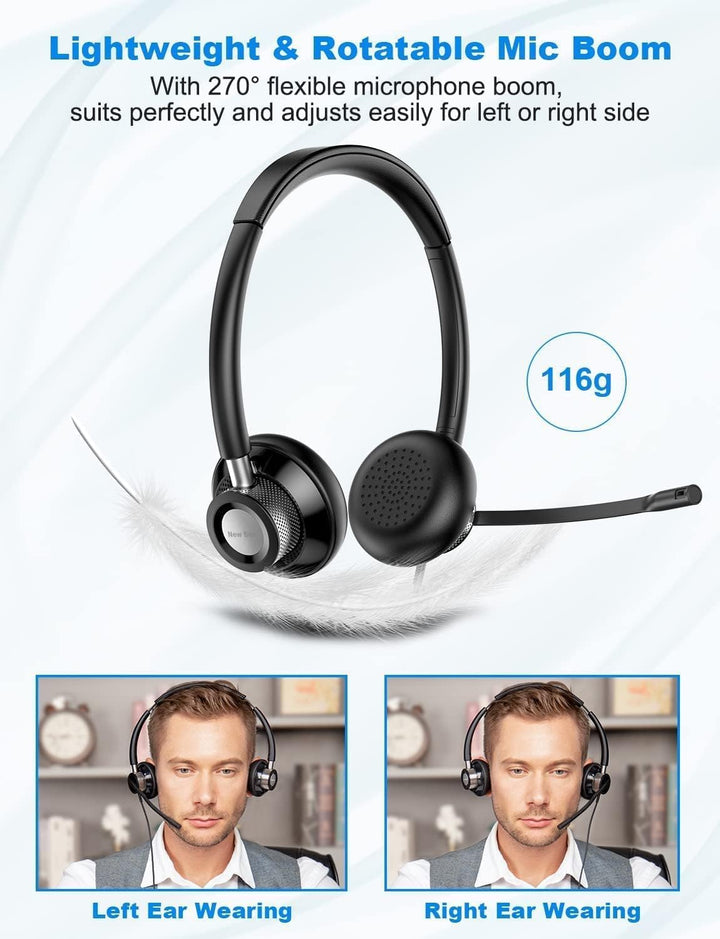 New Bee Headset PC Computer Headset mit Mikrofon Business Headsets USB Typ-C 3.5mm für Call Center O