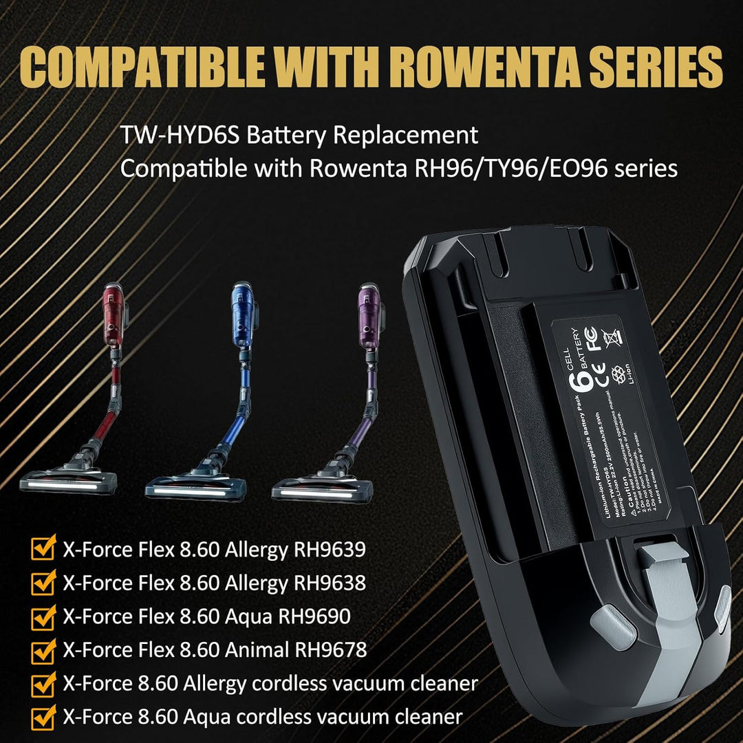 22,2V Lithium-Ionen Ersatzakku für Rowenta X-Force Flex 8.60 Serie, kompatibel mit RH9638 RH9639 RH9