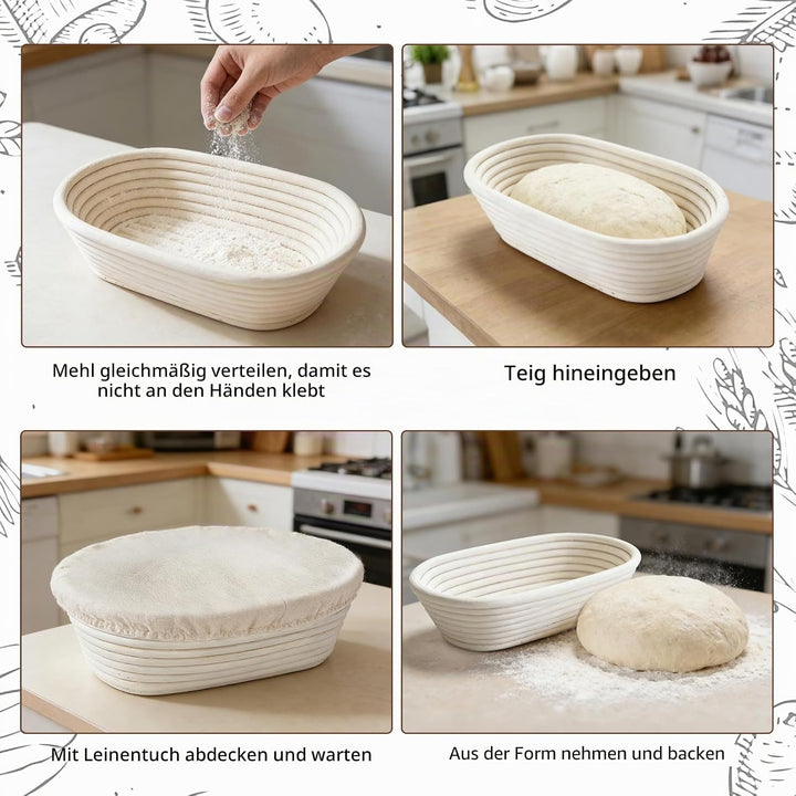 gärkörbchen für brot, Material: Rattan, Masse: 28x15x8cm, Farbe: Natur, Oval Gärkorb Zum Brotbacken-