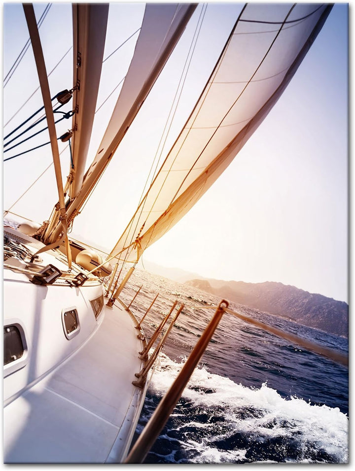Bilderdepot24 Bild auf Leinwand | Yacht auf See in 60x80 cm als Wandbild | Wand-deko Dekoration Wohn