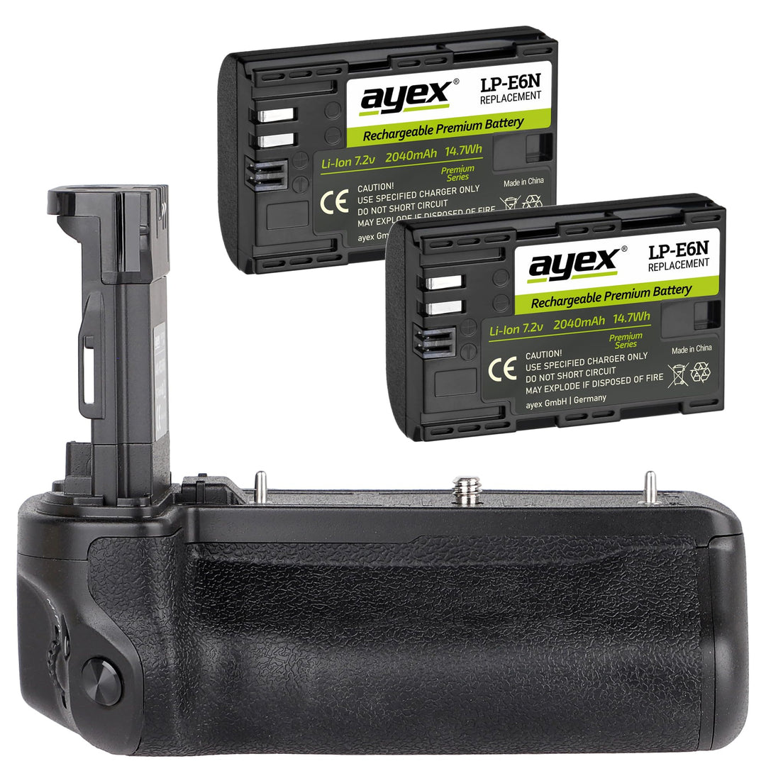 ayex Batteriegriff Kompatibel mit Canon EOS R5 & R6 wie BG-R10 inkl. 2X LP-E6N Akkus kompakter Handg