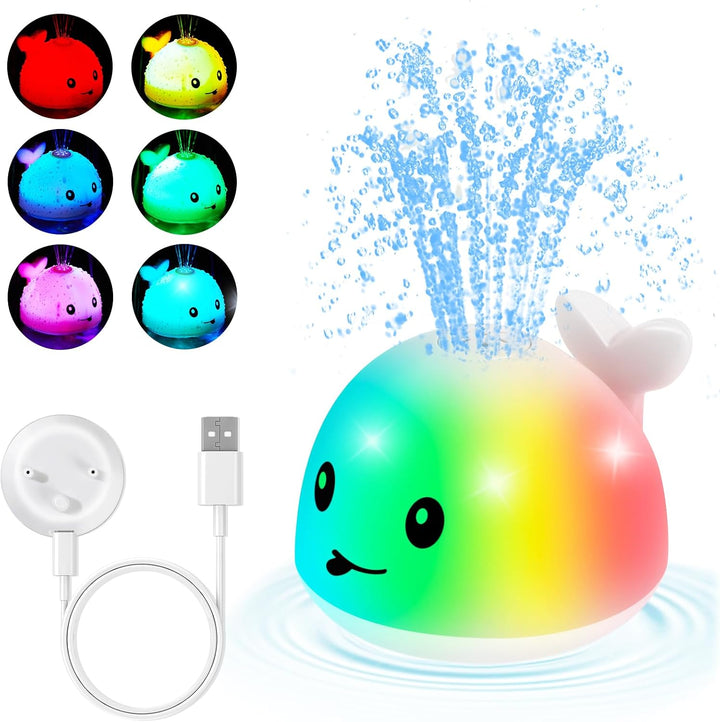 Gigilli Baby Badewannenspielzeug, Leuchtender Spritzender Wal-Spielzeug 6-12 12-18 Monate Badespielz
