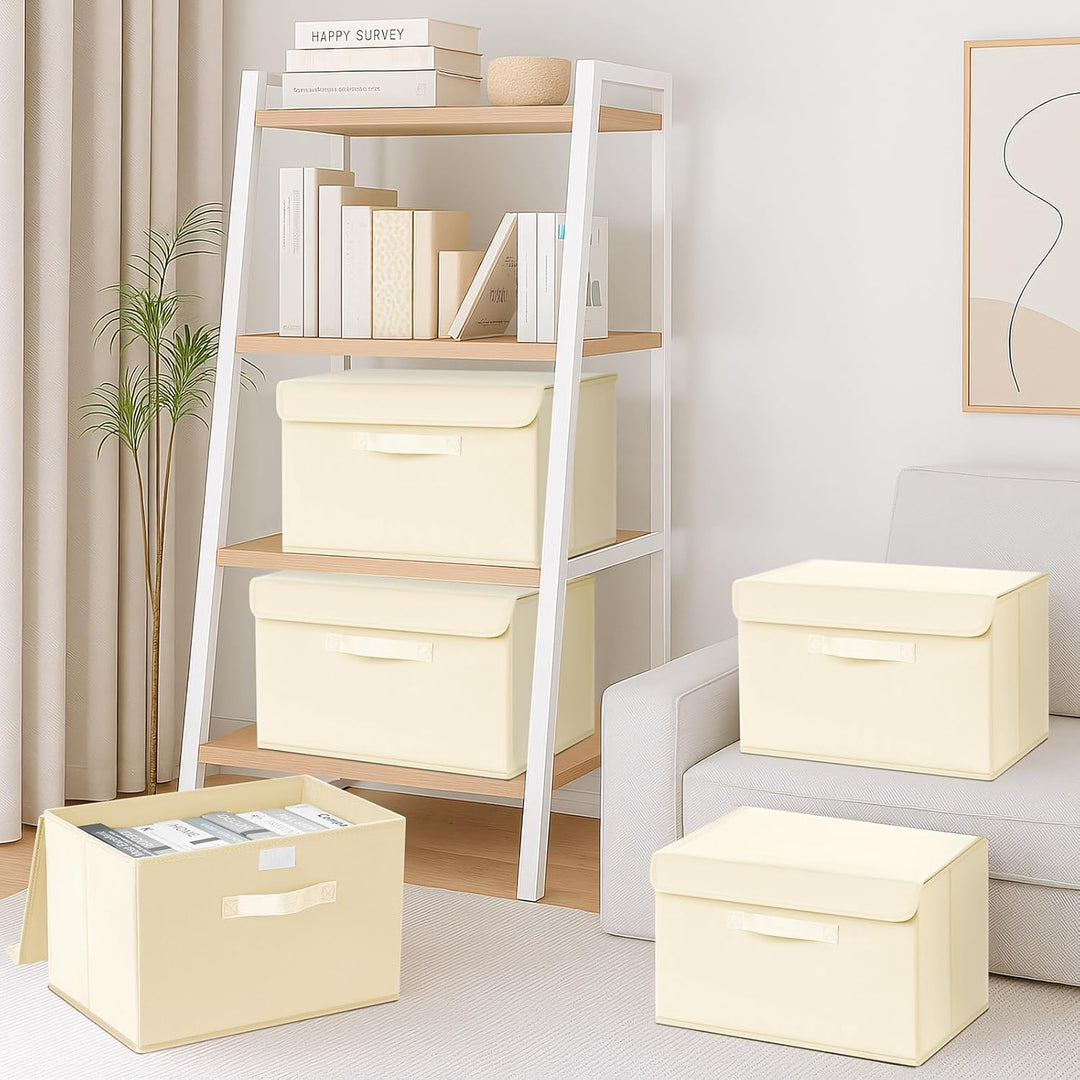 Homsorout 4 Stück Aufbewahrungsboxen mit Deckel, Faltbare aufbewahrungsbox mit Griff, Aufbewahrungsk