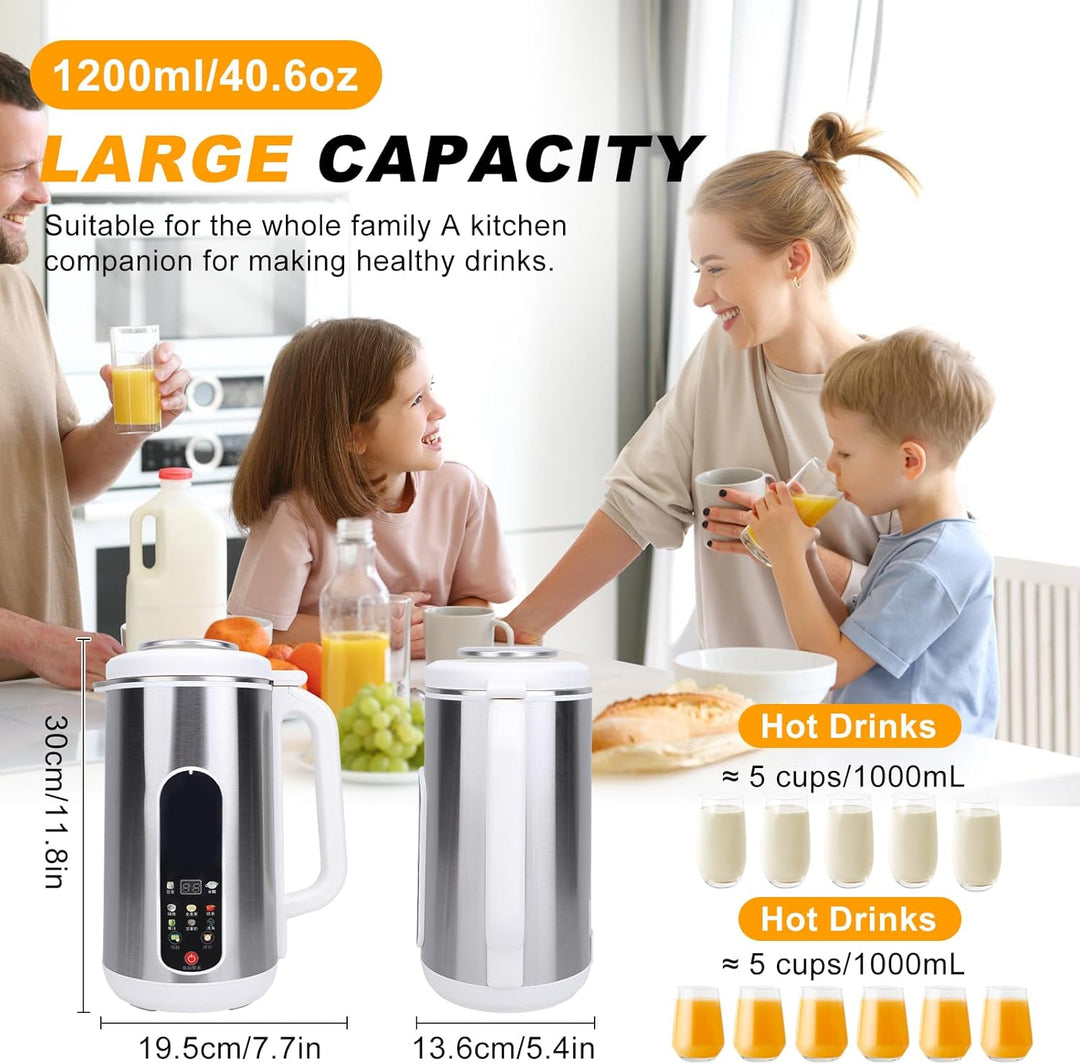 Gugxiom Pflanzenmilchbereiter, 1200 ml Automatische Nussmilch Maschine, Sojamilch Maschine, für Selb