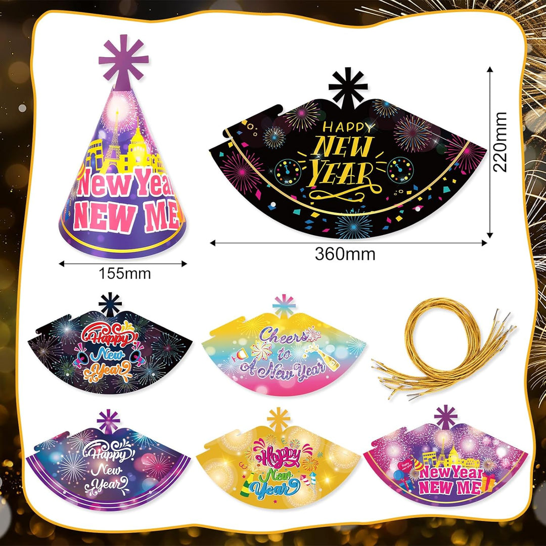 DPKOW Silvester Deko 2026 Party Set Partyhüte Silvester Haarreif Partybrille Silvester Fransenbläser