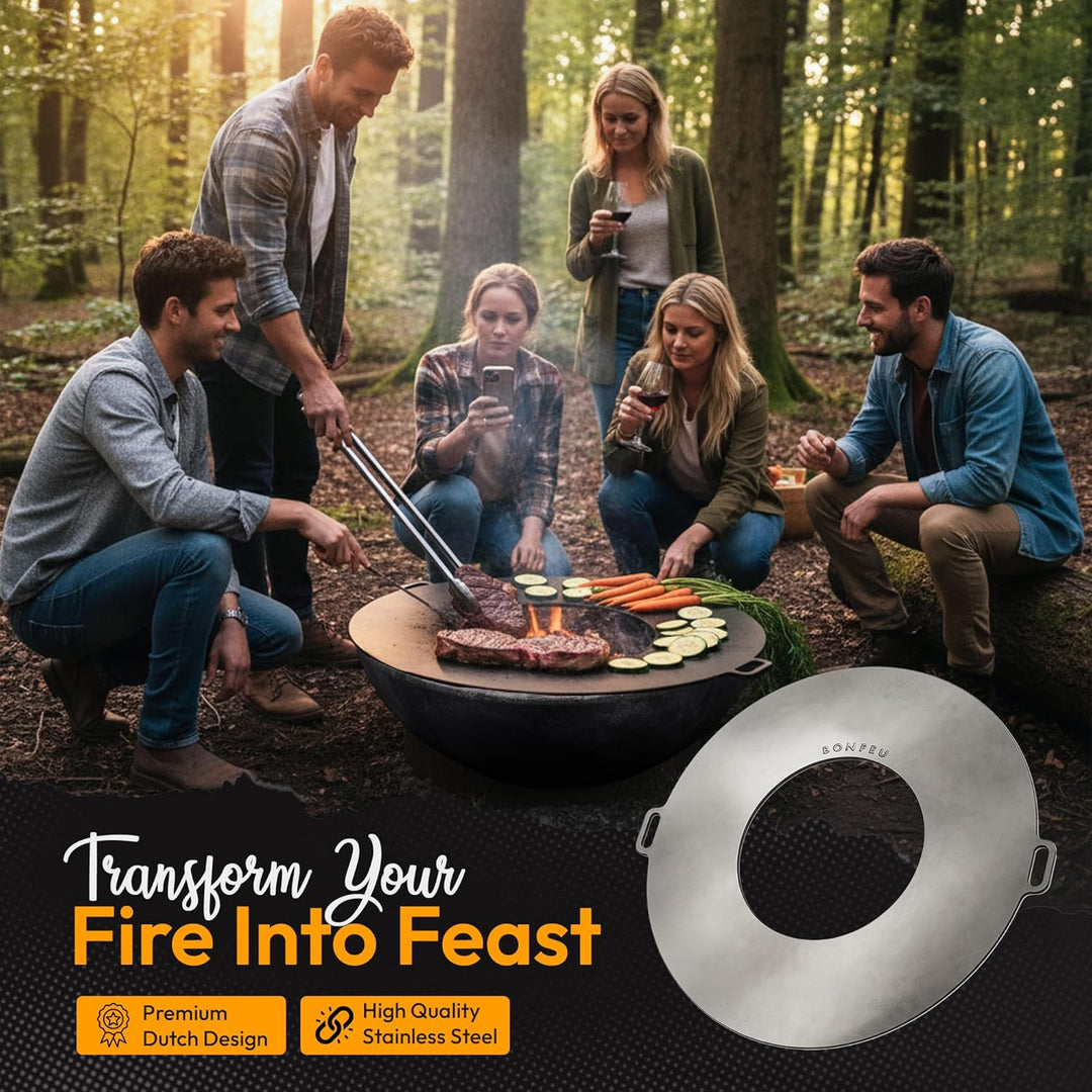 BonFeu Plancha Feuerplatte Ø80cm - 6mm Dick - Grillplatte Rund - Grillplatte für Feuertonne - Feuerp