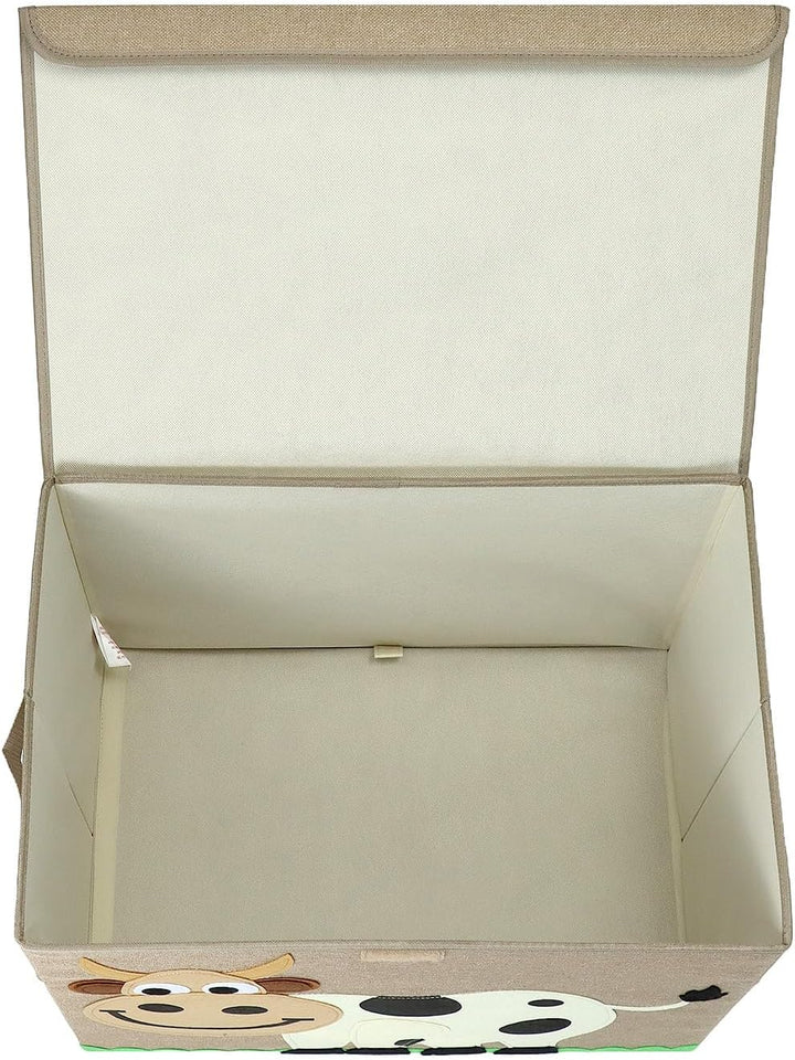 QWORK® Grosse Faltbare Aufbewahrungsbox mit Deckel, 53x36x36 cm, 65 Liter - Sitztruhe für Aufbewahru
