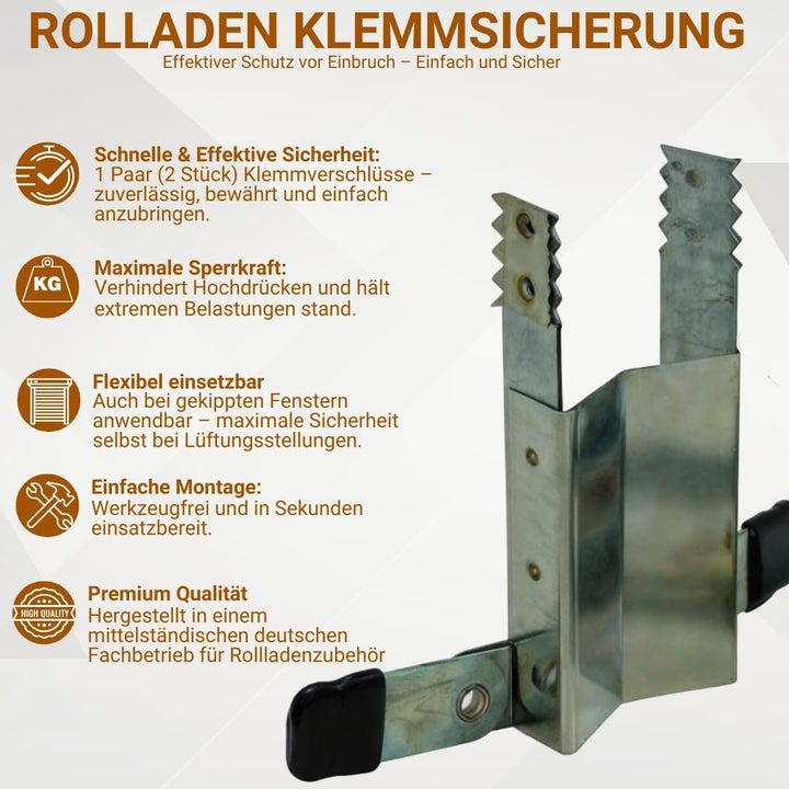 Klemmsicherung Rollladen Einbruchschutz für das Fenster, genial & einfach Sie erhalten 20 Stück (10