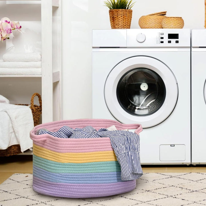 Baumwollseil gewebter Aufbewahrungskorb, verwendet für Baby Hamper Spielzeug Organizer, Geschenkkörb