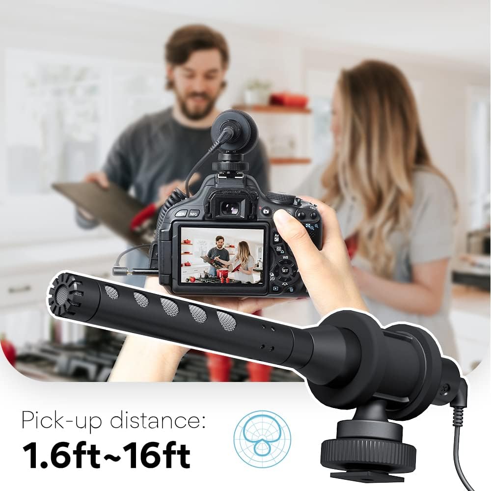Prosound On Camera Microphone, Shotgun Condenser Mic with 3.5mm Jack & Cold Shoe Mount
