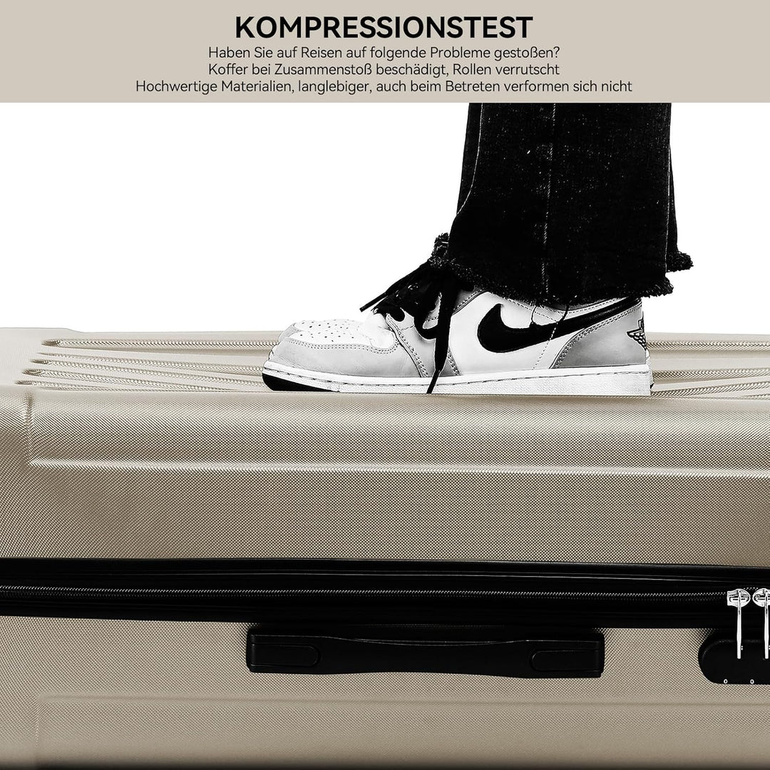 BEIBYE- Hartschalenkoffer Koffer Trolley Rollkoffer Reisekoffer Zahlenschloss 4 Zwilings-Rollen (Cha