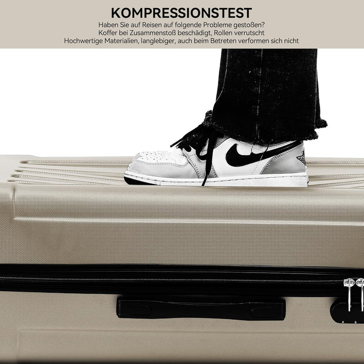 BEIBYE- Hartschalenkoffer Koffer Trolley Rollkoffer Reisekoffer Zahlenschloss 4 Zwilings-Rollen (Cha