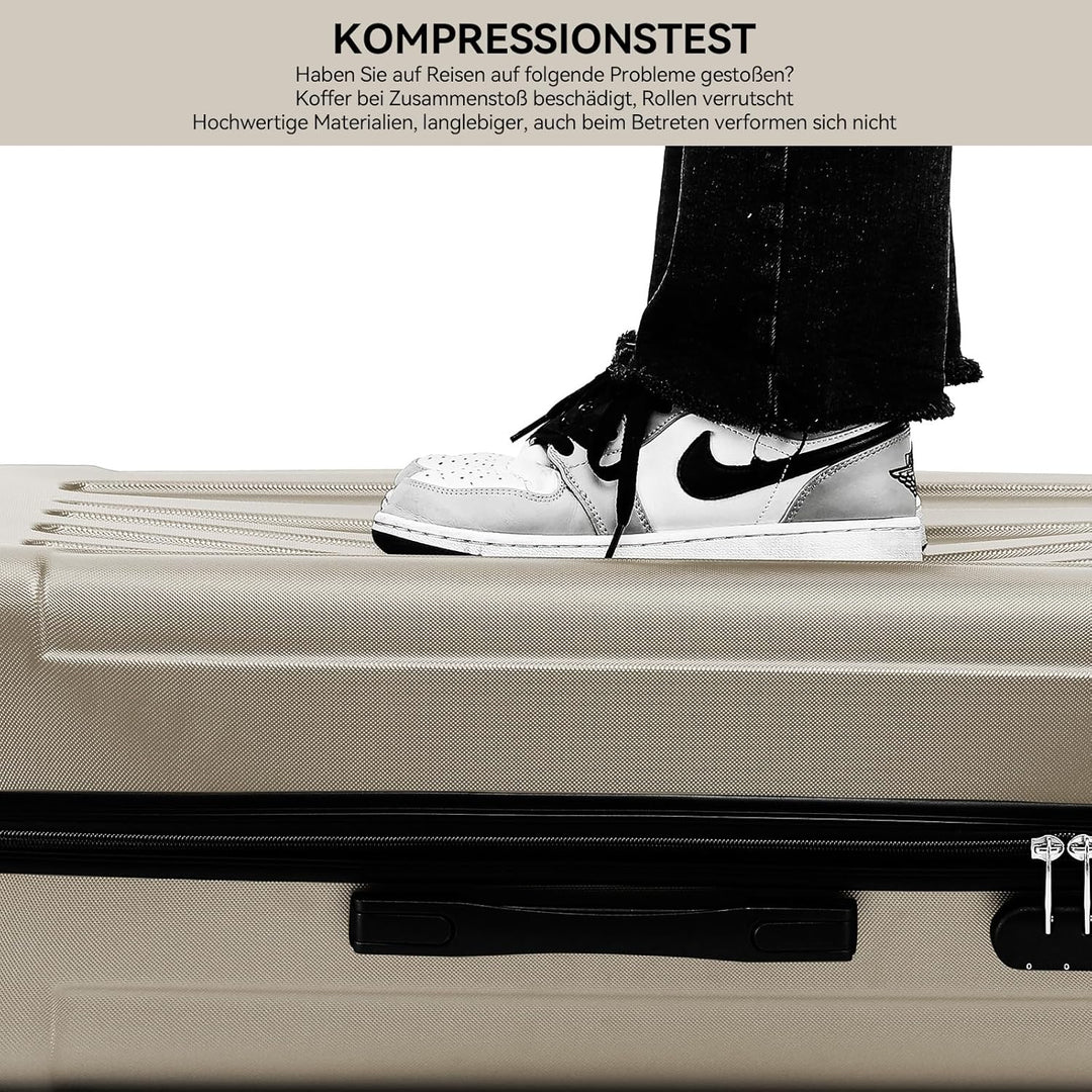BEIBYE- Hartschalenkoffer Koffer Trolley Rollkoffer Reisekoffer Zahlenschloss 4 Zwilings-Rollen (Cha