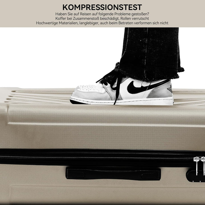 BEIBYE- Hartschalenkoffer Koffer Trolley Rollkoffer Reisekoffer Zahlenschloss 4 Zwilings-Rollen (Cha