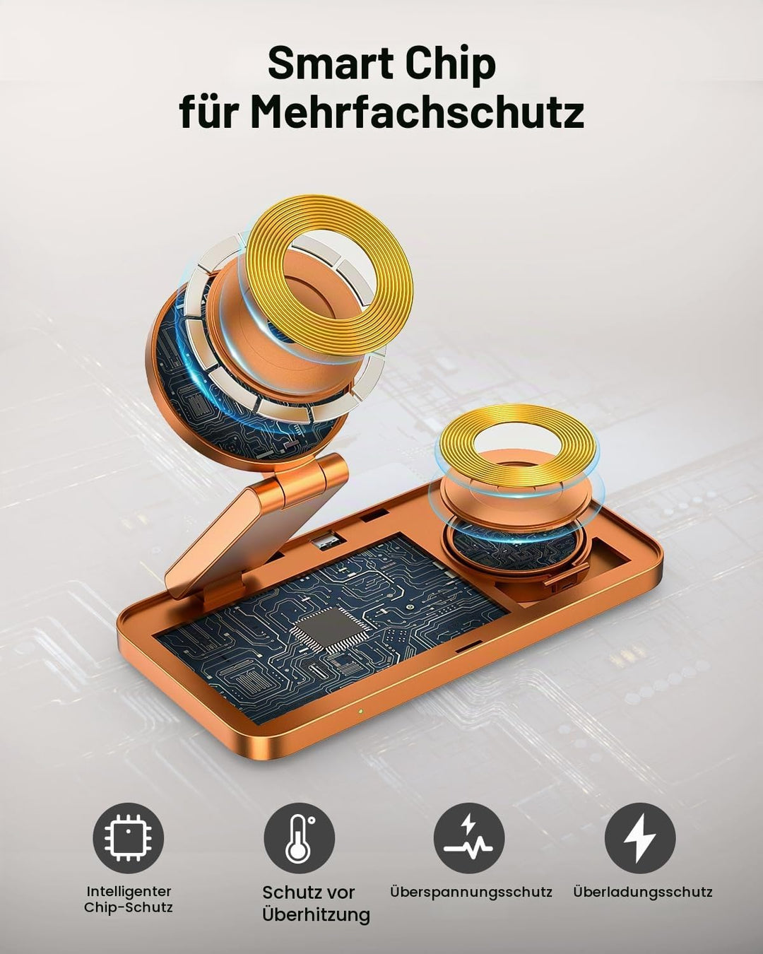 Qi2.2 Ladestation Apple Watch und iPhone, Kompatibel mit Magsafe Ladegerät 25W, 3 in 1 iPhone Ladest