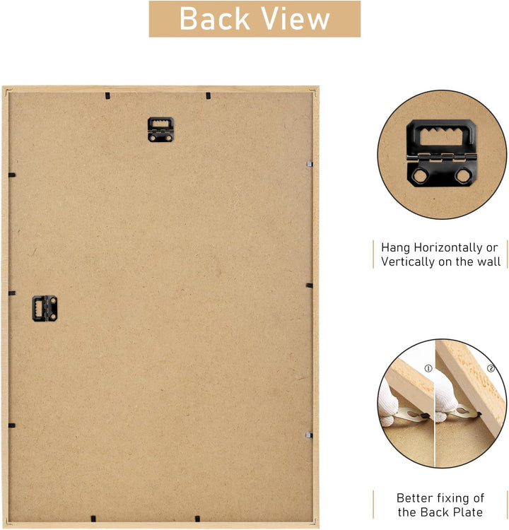 YEEPHAN A3 EICHE Fotorahmen Naturholz 42x29.7cm Bilderrahmen 2er Set mit Passepartout für A4(21x30cm