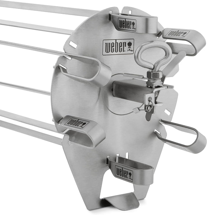 Weber Crafted Spiesse-Set für Rotisseries - Halterung mit 6 Spiessen aus Edelstahl, spülmaschinenfes