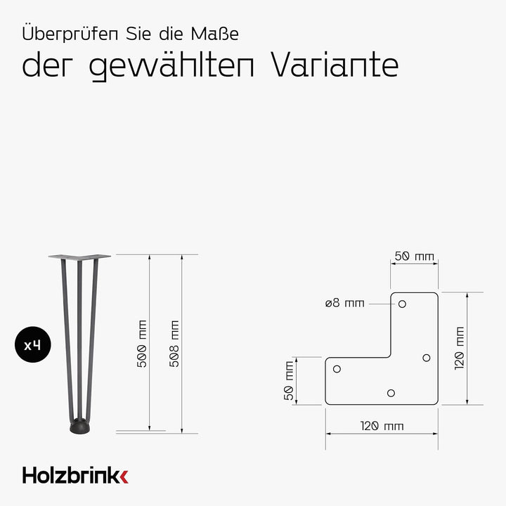HOLZBRINK - Tischbeine aus Metall | Möbelfüsse | Schreibtischbeine | Metallfüsse | Perfekt für Zu Ha