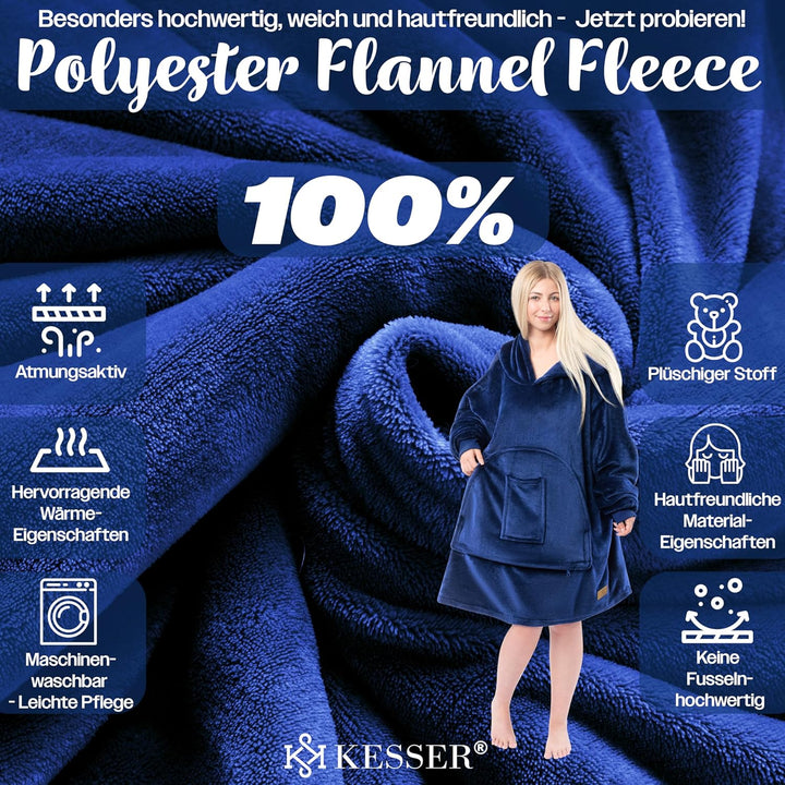 KESSER® Hoodie Decke Kuscheldecke mit Ärmeln Deckenpullover Vielseitig Tragbare Decke zum Anziehen f