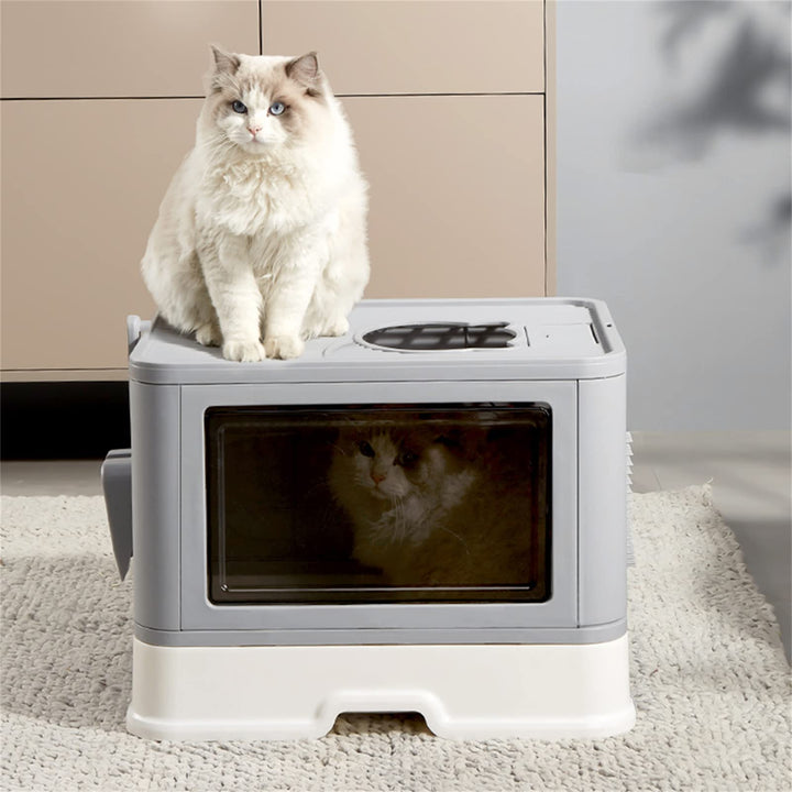 Homewell Katzentoilette mit Deckel und Schaufel, Katzenklo Schrank Schublade Design, Multifunktional