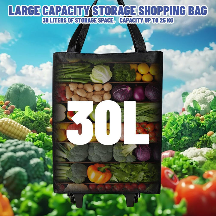 Einkaufstrolley Klappbar 30L, 2-in-1 Einkaufswagen Modern mit Tasche, Leichter Shopping Trolley bis