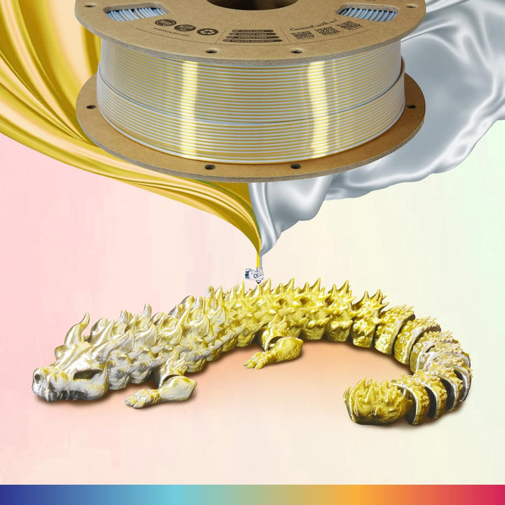 OVERTURE Silk PLA Zweifarbig Filament 1.75mm für 3D Drucker, 1kg Spule (2.2lbs), Massgenauigkeit +/-