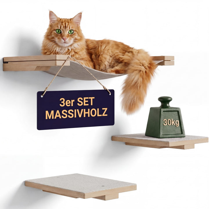 LUXOR Kletterwand Katzen Hängematte inkl. 2X Katzentreppe Wand & Befestigungsmaterial - Stabilität u