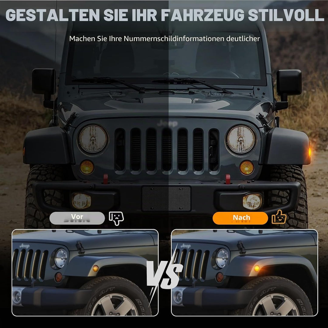 LED Blinker Seitenblinker für Jeep Wrangler JK 2007-2015, Blinker mit Canbus Fehlerfrei,Schwarz, Wra