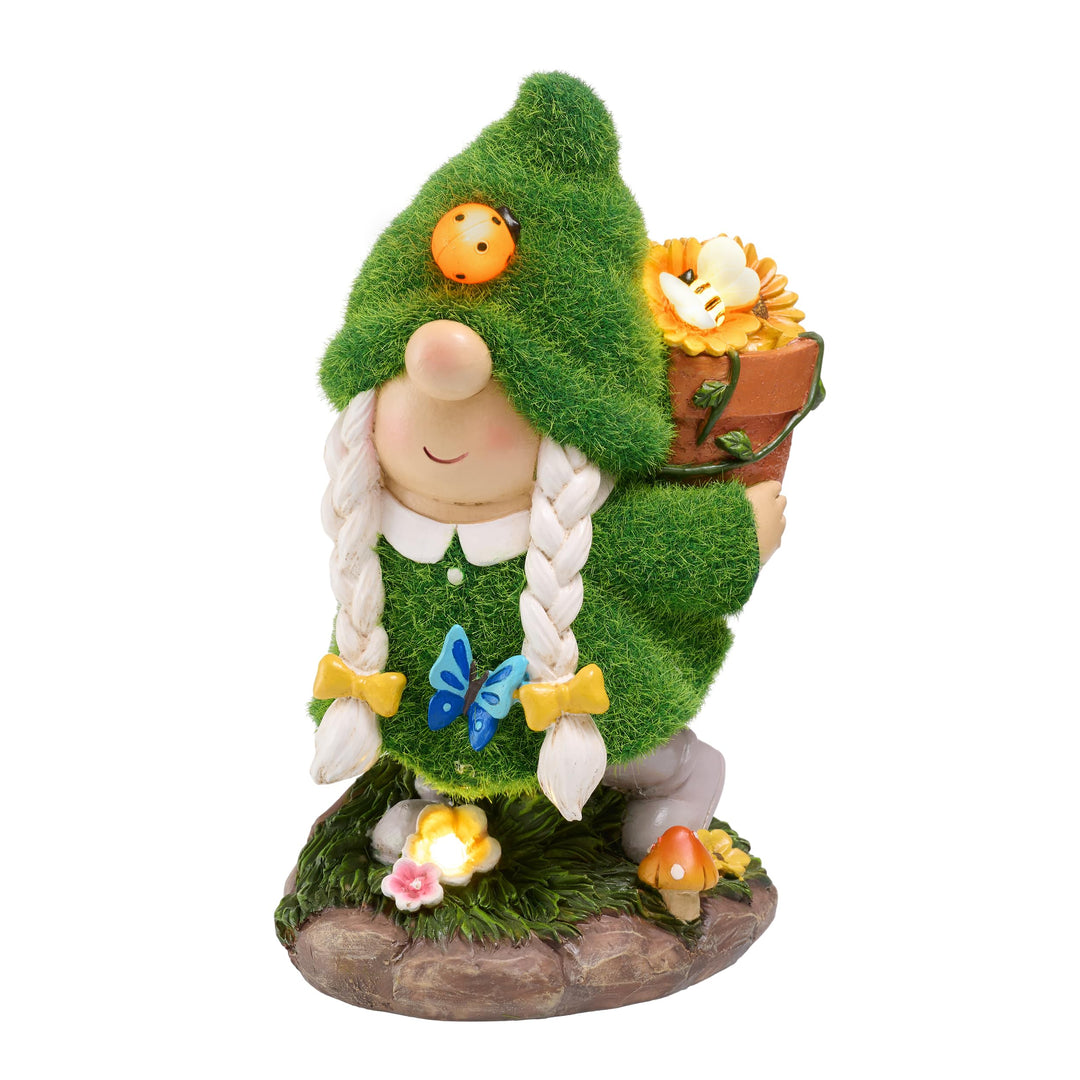 TERESA'S COLLECTIONS Gartenzwerge Gartendeko für Draussen,20cm Wetterfest Figur mit Solarleuchte,Blu