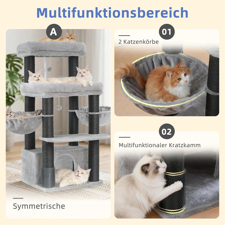 Hey-brother Kratzbaum, Stabil Katzenbaum für grosse Katzen und Maine Coons, mit 8 cm dicken Sisal-Kr