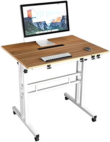 sogesfurniture höhenverstellbar Computertisch Laptoptisch mit Rollen, Mobiler Schreibtisch PC Tisch