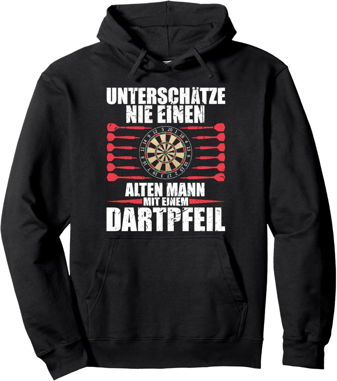 Unterschätze Niemals Einen Alten Mann mit einem DARTPFEIL Pullover Hoodie