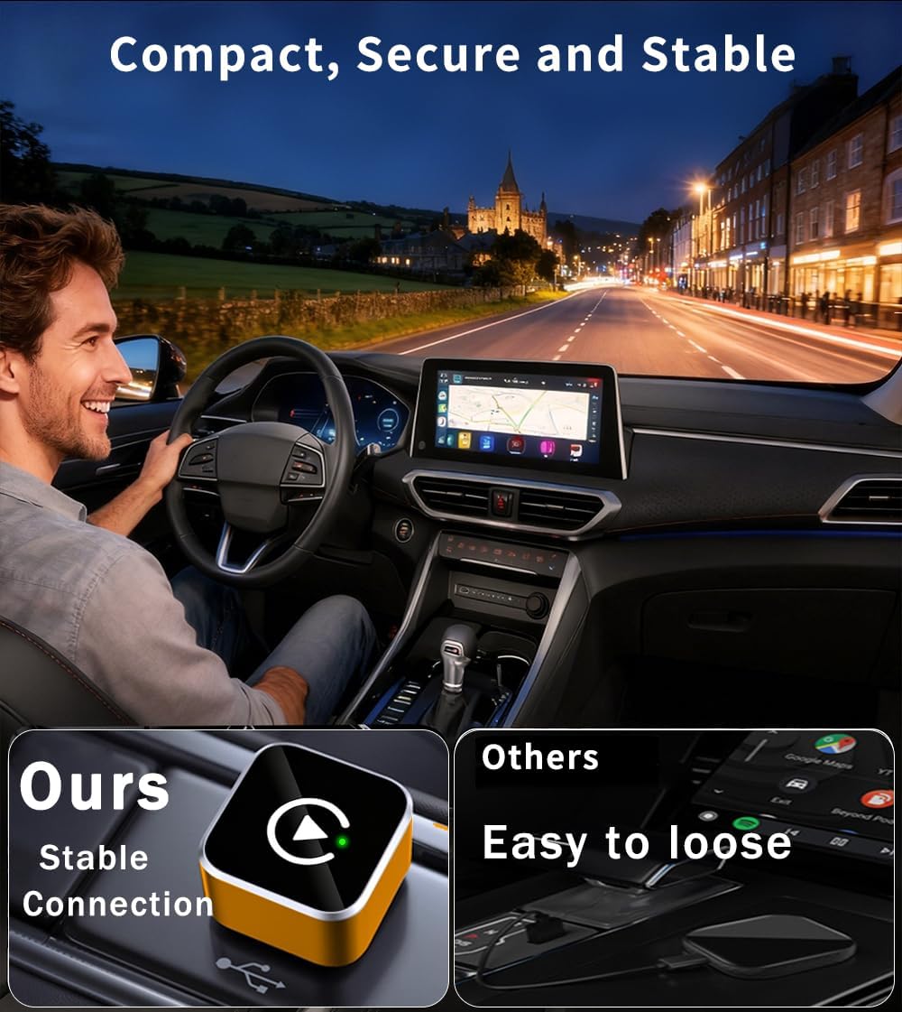 2 in 1 Wireless CarPlay Adapter, Kabelgebunden auf Kabellos, Mini USB Design für Autos mit CarPlay,