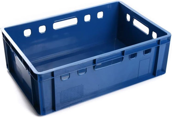 BirnePower Fleischerkiste E2 Schwarz (10 Stück) – Eurokiste 60x40x20 cm Stapelbox, Metzgerkiste HDPE