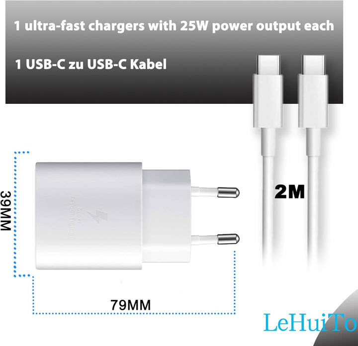 25W Schnellladegerät USB C, Netzteil Ladegerät, Ladestecker USB C Fast Charger Adapter mit 2m ladeka