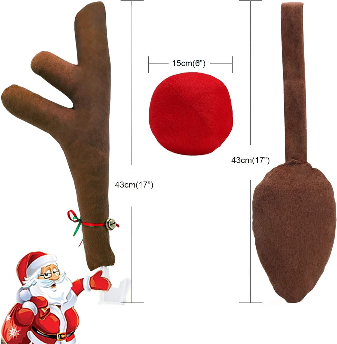 Weihnachtsauto Dekoration Plüsch Rudolf Rentier Geweih Rote Nase für Weihnachtsauto Dekoration, Lust